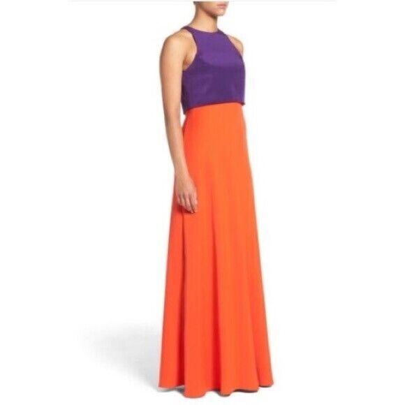 NWT Jill Stuart Popover Color block maxi purple and orange gown size US 0 $298 - Picture 1 of 11